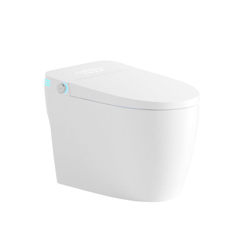 Toilette Smart Bidet avec système de chasse automatique, siège chauffant pour une utilisation confortable, lavage à l'eau tiède et réglages de séchage secs, plusieurs modes tels que le lavage à bulles féminin, affichage numérique dynamique nuit douce,
