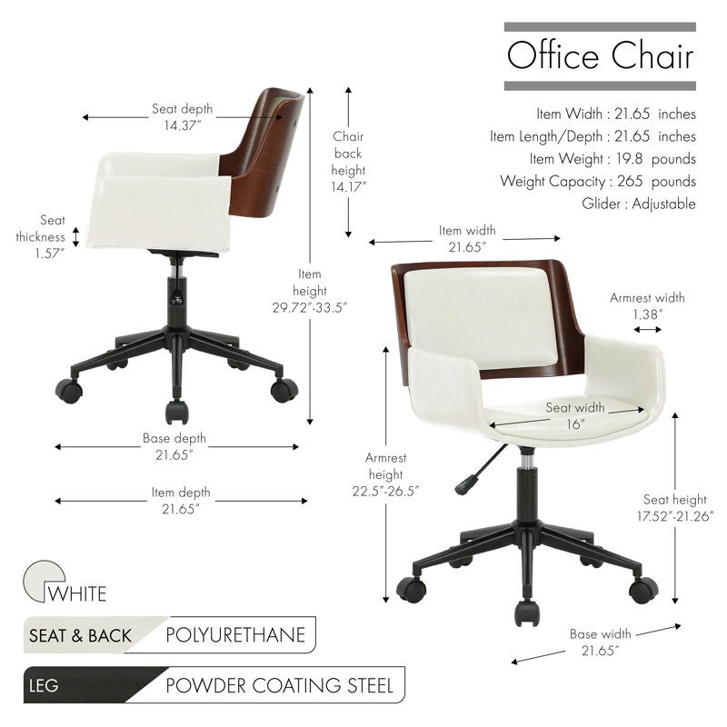 Chaise de bureau Wallach, Blanc