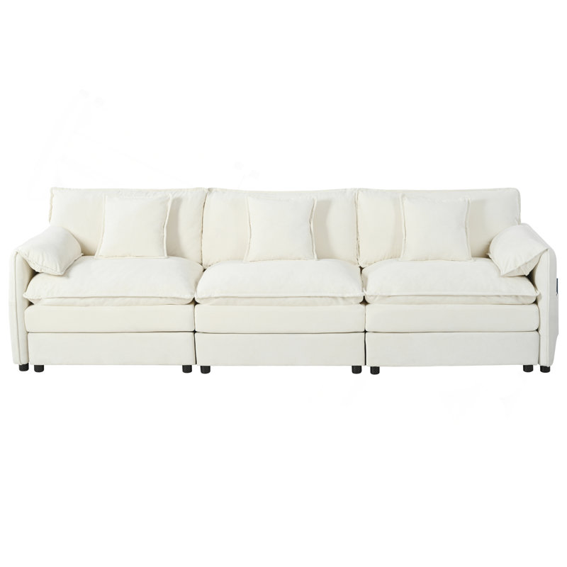 Canapé modulaire surdimensionné à assise profonde, canapé en nuage de chenille moderne, grand canapé modulaire 3 places avec 3 coussins pour le salon, la chambre et le bureau, combinaison de bricolage