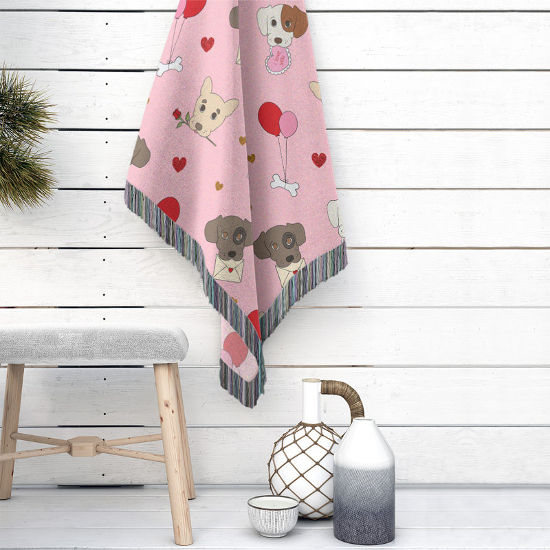 Hand Woven Throw Blanket, 80" W x 60" L, Pink/Brown