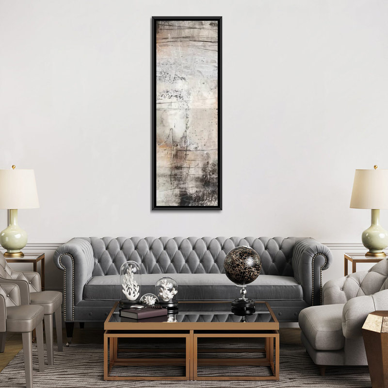 «Black, White & Bronze II» par Jennifer Goldberger sur toile, H 72 po x l 24 po x P 1,5 po, Toile avec cadre noir