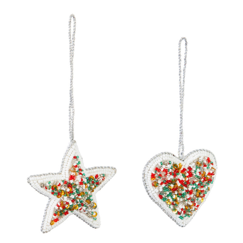 Ensemble d’ornements en étoile/coeur 2 pièces