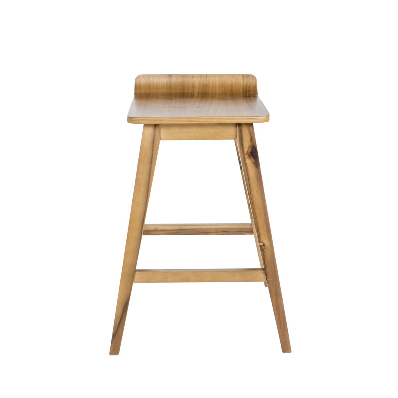 Acacia Wood Backless Counter Stool with Tapered Legs