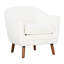 Chaise d'appoint de style Mid-Century moderne, revêtement en chenille blanche, bois massif et contreplaqué, chaise moderne à pieds, textile, construction avec pieds bruns, mouvement inspiré-2029001013