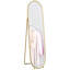 HOMCOM Oval Full Length Mirror with Metal Frame Hanging or Leaning-503741525