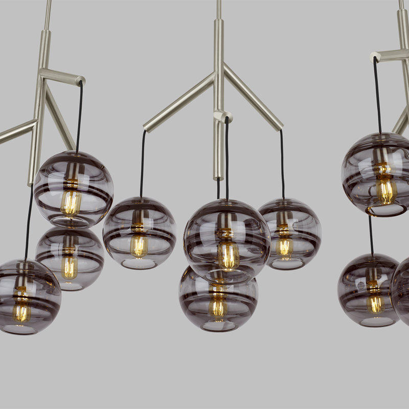 Sedona 12 - Light Chandelier, Yes, Transparent Smoke, Satin Nickel