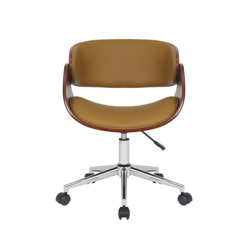 Faux Leather Mid Century Office Chair, Beige