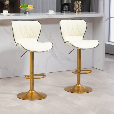 Height Adjustable Bar Stools Set of 2, Swivel Counter Stools