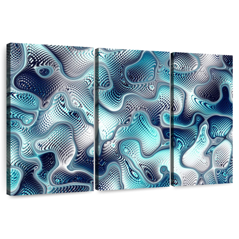 Fissures bleu sarcelle abstraites Avery, H 48 po x l 74 po