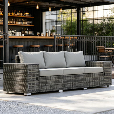 Canapé de jardin, canapé de patio, canapé d'extérieur en osier 3 places