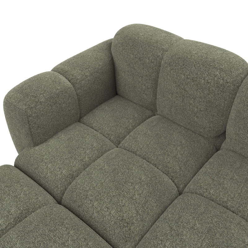 Canapé modulaire en L avec repose-pieds mobile Arden, Vert olive