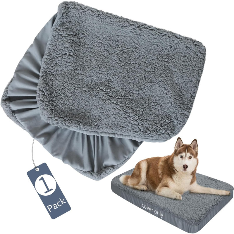 Couvre-lit pour chien Doux et moelleux de remplacement lavable et imperméable pour lit de chien gris, L 44 po x L 54 po