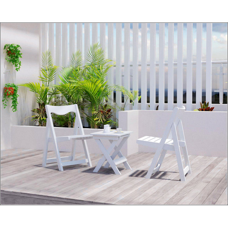 Foldable Small Table And Chair Set With 2 Chairs And Rectangular Table  White