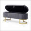 Banc de rangement gris en velours-389882784