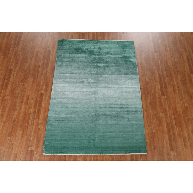 Green Handmade Gabbeh Oriental Wool Rug 5x8