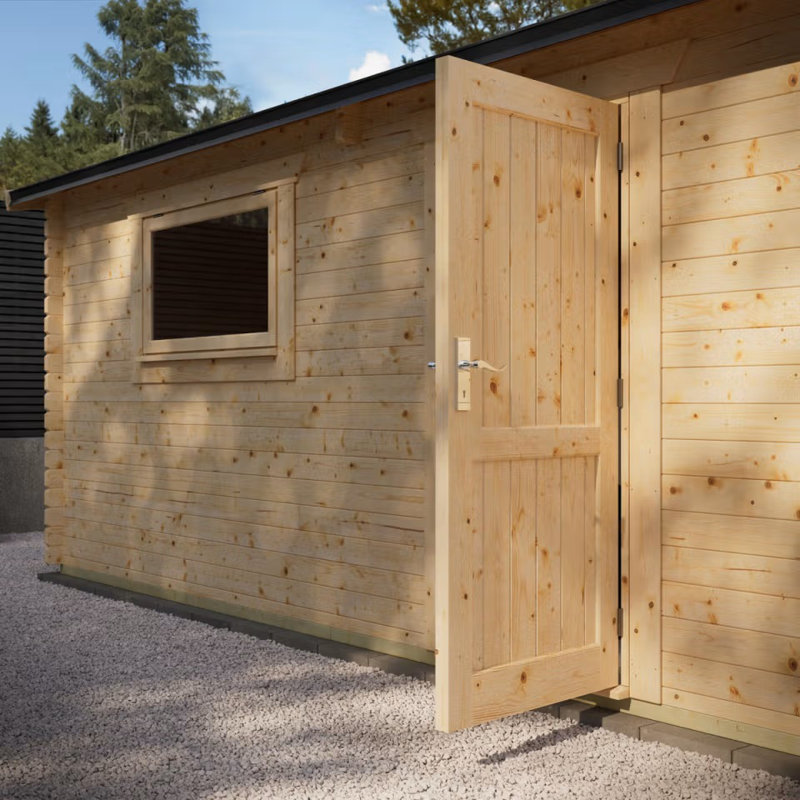 Powersheds 14 x 20ft Apex Double Garage Log Cabin - 44mm