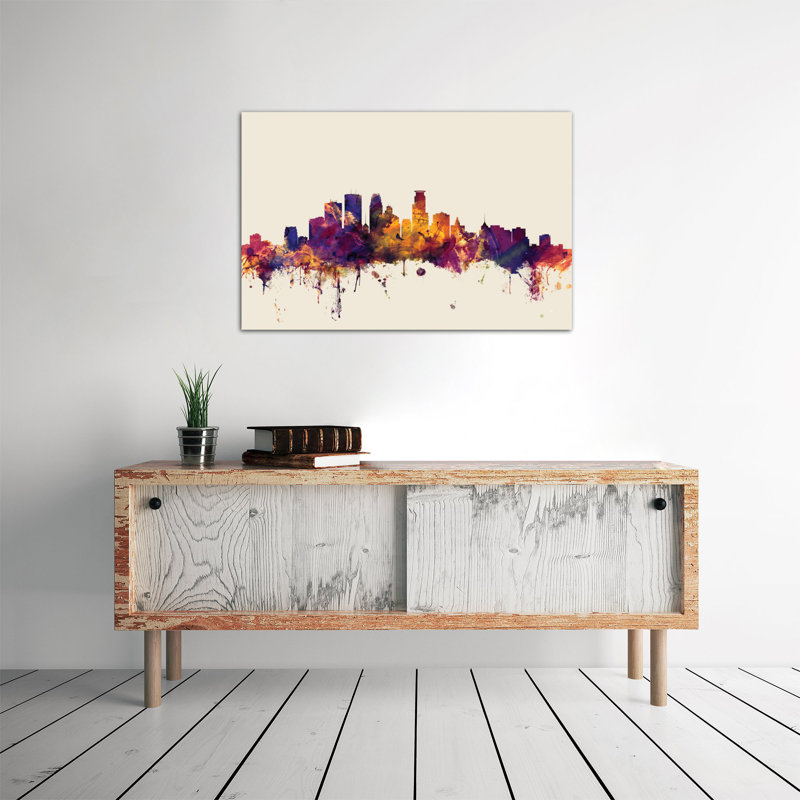 Skyline Series: Minneapolis, Minnesota, États-Unis, impression sur toile tendue beige, H 8 po x l 12 po x P 0,75 po