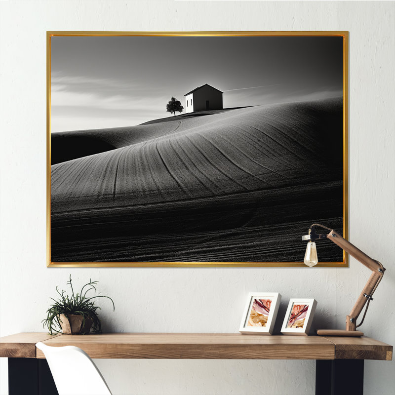 " Minimalist Zen Scenery II ", Gold Floater Framed, 24" H x 32" W