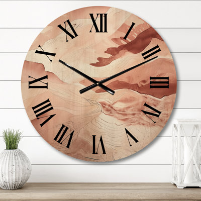 Chocolate Dreams Terra Cotta Watercolor I - Abstract Painting Oversized Wood Wall Clock