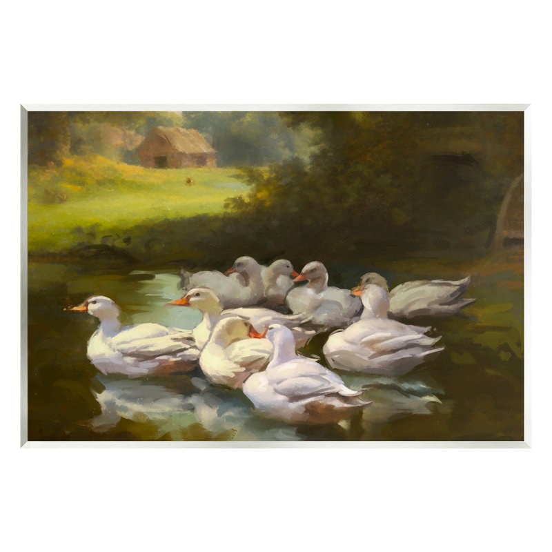 Az-069 - «Country Ducks in Pond on Canvas» par Ziwei Li, H 13 po x l 19 po x P 0,5 po