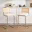 Tabouret de comptoir rembourré en lin avec dossier en rotin et structure en métal Marlow-845577353-855948847