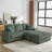 84 Inch Corduroy 3-Seater Sofa With 2 Ottomans - Deep Seat Couch With 5 Pillows, Storage Spaces & Cup Holders For Living Room-2091453586
