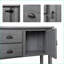 Buffet console en pin massif 48 po rétro avec 2 tiroirs / armoires / tablette inférieure, gris antique | Finition patinée | Pin