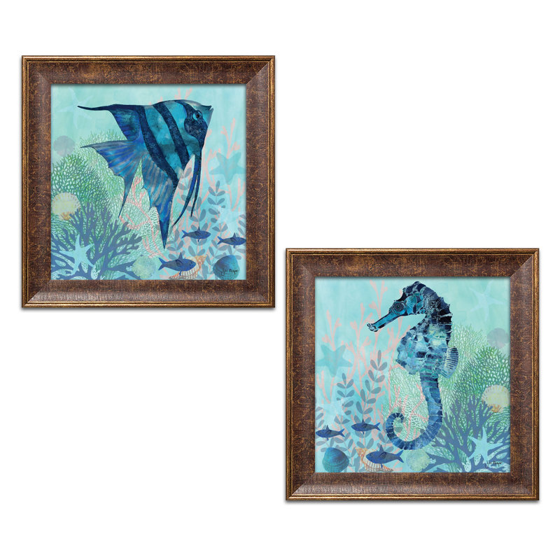 Coral Reef I & II par Jill Meyer - ensemble de 2 reproductions d'impressions, H 12 po x l 12 po x P 0,75 po, Cadre noir
