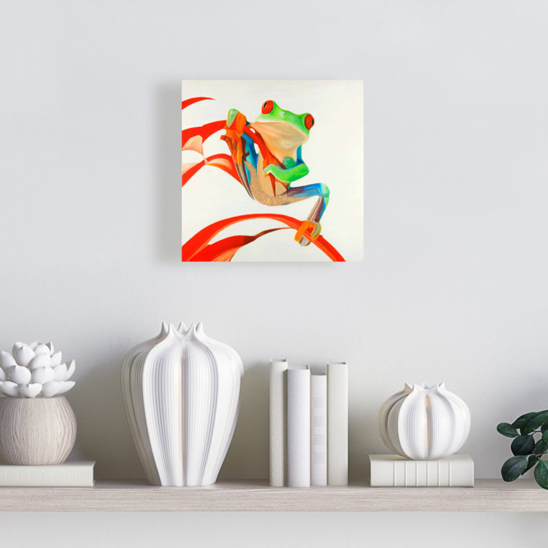 Red-eyed Frog Canvas | Bedroom Reptile Decor | Home Art, 8" H x 8" W