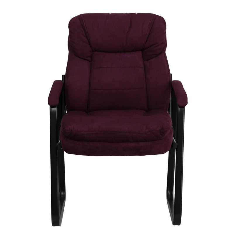 Executive Side Reception Chair with Lumbar Support and Sled Base, Purple Microfiber