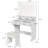 Vanity Desk with Mirror, LED Lights and Power Outlet Makeup Charging Station, 2 Drawers, Open Shelves, 3 Color Modes, Adjustable Brightness, Dressing Table for Bedroom (with Chair)
