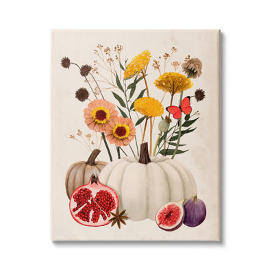 " Autumn Harvest Arrangement Pumpkin Pomegranate Fig Fruits "