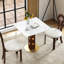 Table de cuisine en pierre frittée de 33,5 po pour 2 personnes, pieds en bois et base dorée, table contemporaine à grande capacité avec plateau Scratch, convient parfaitement aux espaces de salle à manger-1782678700