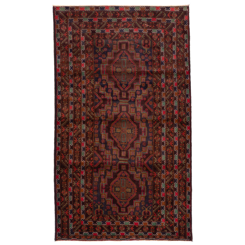 Tapis brun Teimani 4 pi 1 po x 7 pi 3 po