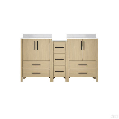 Meuble-lavabo à double cuve, meuble-lavabo avec comptoir blanc Freestangding