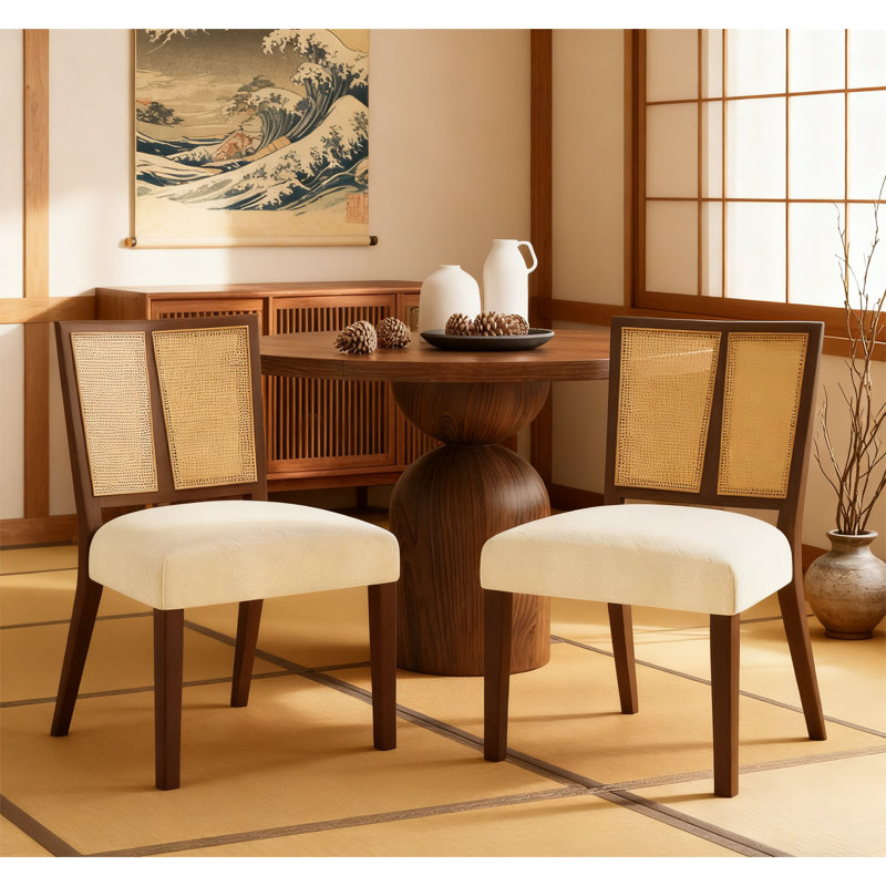 Chaise en rotin sans accoudoirs, Noyer