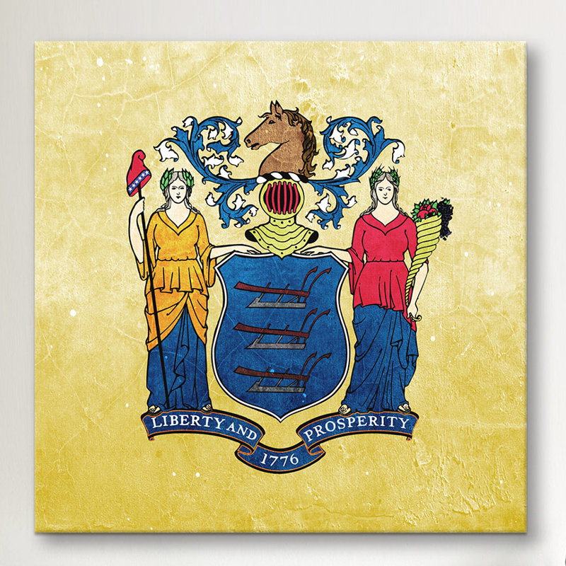 «Flags New Jersey Light Grunge», impression sur toile, H 37 po x l 37 po x P 0,75 po, Pas de tapis, Toile tendue