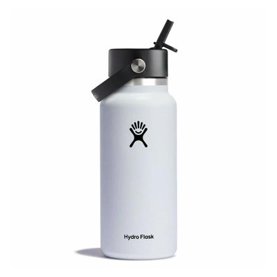 Hydro Flask Vacuum Insulated Wide Mouth Chug Cap with Lid, 32oz, White