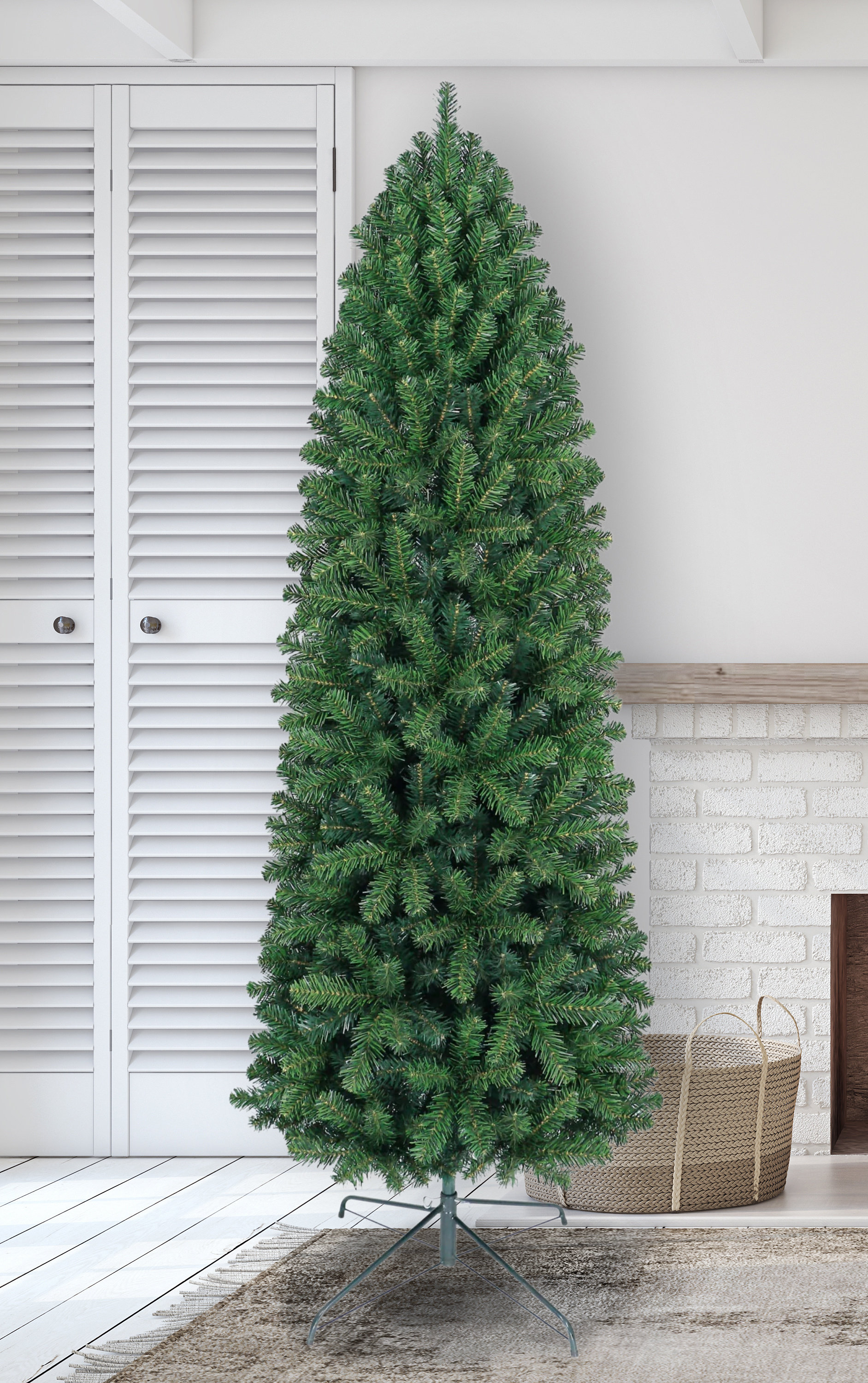 The Holiday Aisle® Slim Pencil Green Pine Tree Artificial Christmas ...