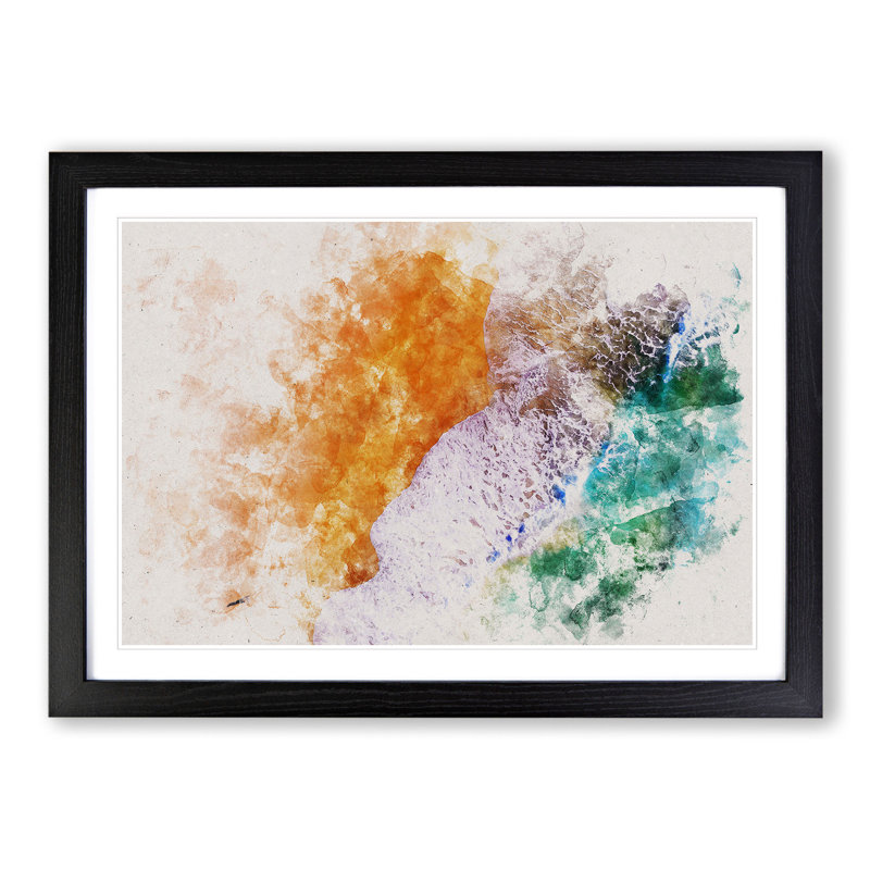 Beach Views of the Gold Coast Watercolour - Picture Frame Graphic Art, Black, 65cm H x 90cm W x 2cm D