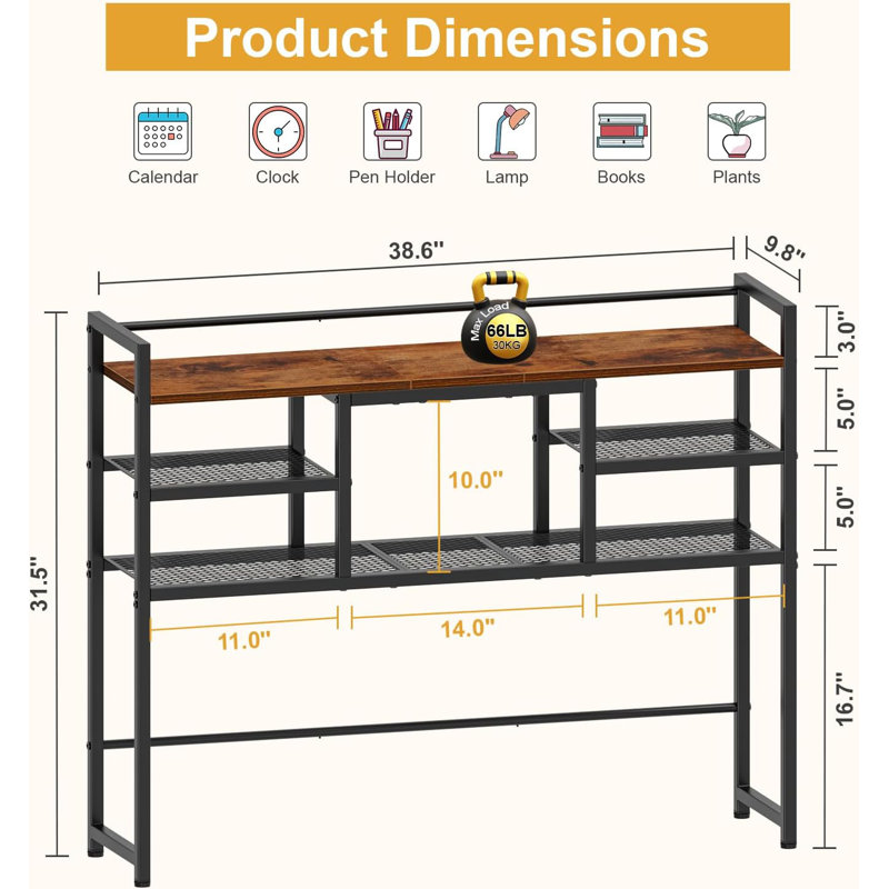 Desk Hutch Dorm, Countertop Storage Hutch With 5 Shelves For Computer Desk, Multipurpose Wood Desktop Display Organizer Rack For Home Office Dorm