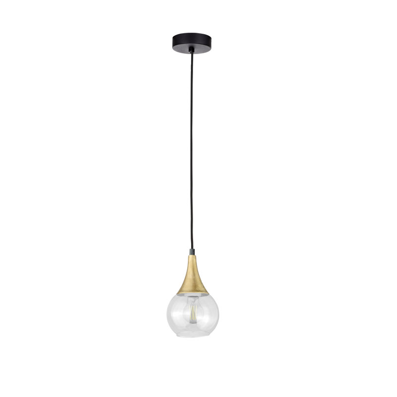 Olin - Light Clear Black Kitchen Island Pendant, Clear Black/Gold, 29cm  H x 15cm W x 15cm D, 1