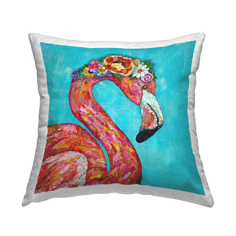 Coussin d'extérieur imprimé "Bold Pink Flamingo" par Lisa Morales