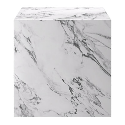 Table d'appoint contemporaine carrée en béton de qualité contractuelle ECC - blanc bulgari