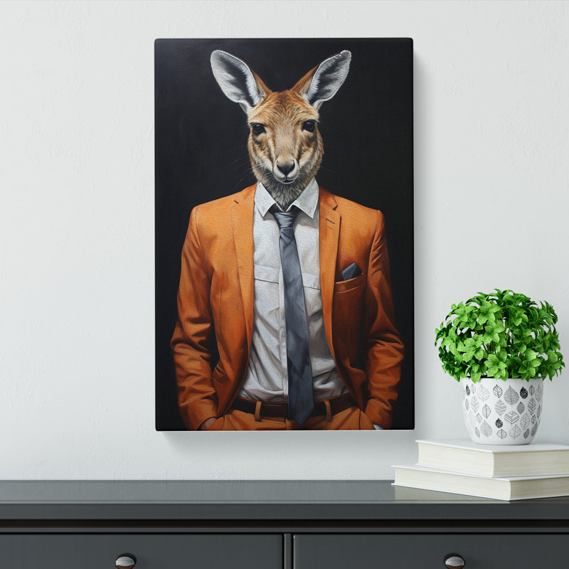Kangaroo In A Suit No.2 - No Frame Print, 50cm H x 35cm W x 3cm D