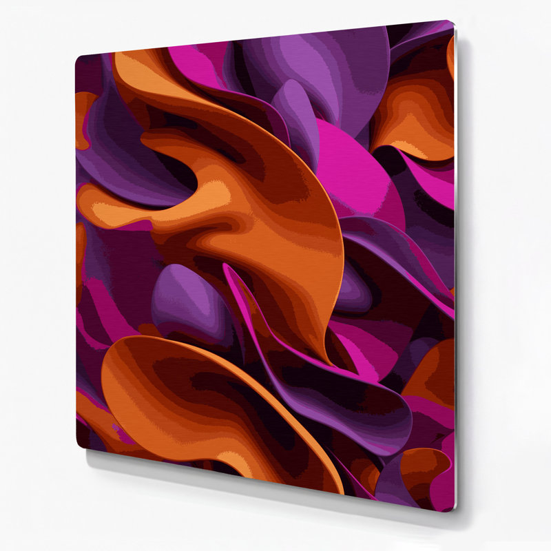 «Abstract Shapes» 71, art mural en métal mauve, H 16 po x l 16 po