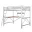 Lit mezzanine double en métal avec bureau et tablette argent