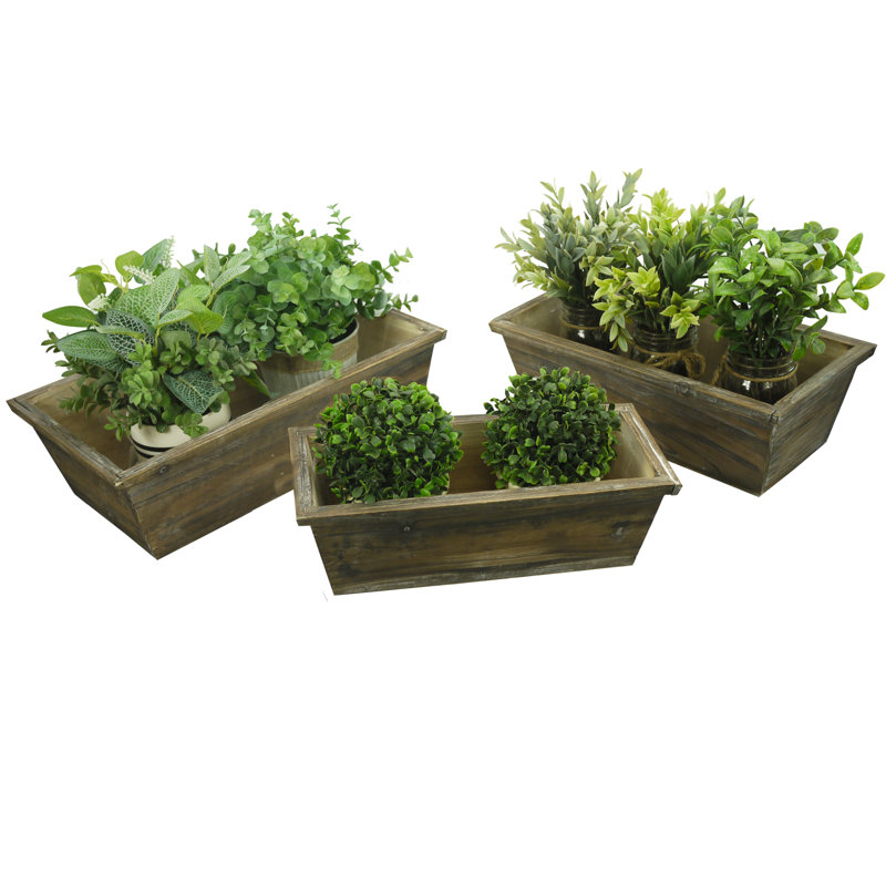 Clive Handmade Wood Planter Box, Brown