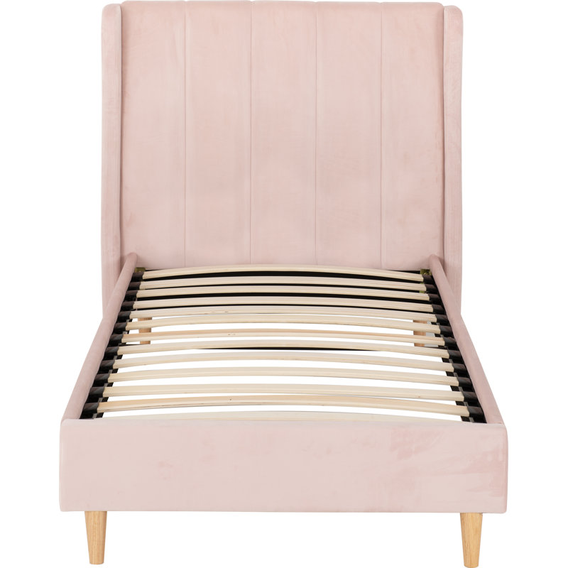 Swithun Upholstered Bed Frame, Pink Velvet, Single (3')