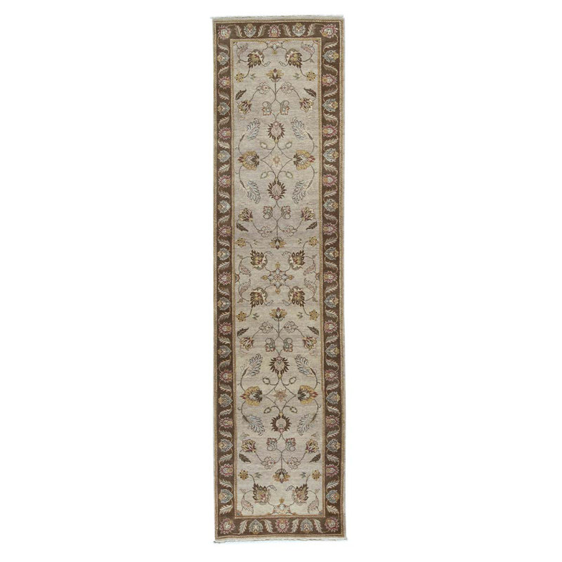 Tapis beige / brun clair / brun noué à la main de haute qualité